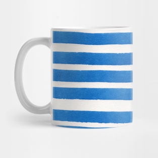 Blue and white stripes, watercolor Mug